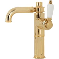 Смеситель для раковины Migliore Ermitage, однорычажный, излив короткий, неповоротный, длина 135 мм, керамический картридж, латунь, цвет золото