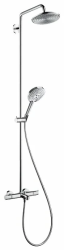 Душевая система Hansgrohe Raindance S Showerpipe 240 1jet, высота 124,6 см, цвет хром, комплект: верхний душ/ручной душ/термостат с изливом для ванны/штанга для душа/держатель для душа, наружного монтажа, настенная, латунная, с термостатом