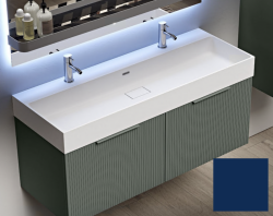 Тумба под раковину Cezares Premium Plisse 120, 120х44х43 см, подвесная, 2 выдвижных ящика/2 внутренних ящика, МДФ, цвет: синий, шкафчик навесной, механизм доводчика, прямоугольная