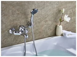 Смеситель для ванны/душа LEDEME настенный, однорычажный, неповоротный, латунный, длина излива 178 мм, латунь, цвет хром