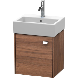 Тумба под раковину Duravit Brioso, 43,4х33,9х44,2 см, подвесная, с распашной дверцей, ДСП, цвет: орех матовый/хром, шкафчик навесной, прямоугольная, левая, в ванную комнату