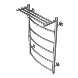 Полотенцесушитель Azario VERONA 500/800 с полкой, 5 секции, водяной, 1/2", нижнее/диагональное подключение, нержавеющая сталь, настенный, форма лесенка, вертикальный, цвет хром