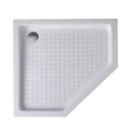 Душевой поддон Cezares Tray A, 100х100х15 см, пятиугольный/угловой, акриловый, низкий, белый, с бортиком, с антискользящим покрытием, литой, литьевой, для душа