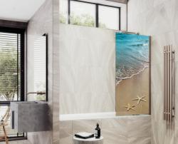 Душевая шторка на ванну MaybahGlass, 140х40 см, стекло с рисунком (ФП009)/профиль широкий, цвет бронза, фиксированная, закаленное стекло 8 мм, плоская/панель, правая/левая, правосторонняя/левосторонняя, универсальная