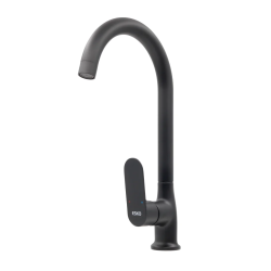 Смеситель для кухни/мойки Esko Calcutta однорычажный, поворотный, R-излив, латунь, высокий излив, длина излива 180 мм, цвет черный CALC519B