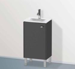 Тумба под раковину Duravit Brioso, 44х31х68,5 см, напольная, цвет: графит матовый/хром, 1 распашная дверца/одностворчатая, стеклянная полка, ДСП, прямоугольная, левая, в ванную комнату