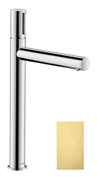 Смеситель для раковины/умывальника Axor Uno Select 260, однорычажный, фиксированный излив, длина излива 19,8 см, керамический, латунь, цвет полированное золото, с незапираемым сливным набором