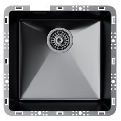 Мойка 450х450 см TopZero серия TZ RS, цвет титан, бесшовная, из нержавеющей стали, полированная, квадратная, отверстие под смеситель, слив-перелив, для кухни