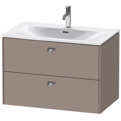Тумба под раковину Duravit Brioso, 82х47,9х55,5 см, подвесная, 2 выдвижных ящика, ДСП, цвет: базальт/хром, шкафчик навесной, механизм доводчика, прямоугольная, правая/левая, в ванную комнату
