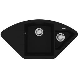 Мойка кухонная Lemark IRKANA 980, две чаши, 50х98х19,7 см, врезная, кварцгранит, трапециевидная/угловая, цвет антрацит, без отверстия под смеситель, с крылом слева, слив-перелив, врезная в столещницу, для кухни