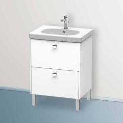 Тумба под раковину Duravit Brioso, 62х46,9х69,3 см, напольная, цвет: белый матовый/хром, 2 выдвижных ящика, ДСП, прямоугольная, левая/правая, для раковины D-Code, в ванную комнату