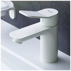 Смеситель для раковины Am.Pm X-Joy однорычажный, излив короткий, длина 100 мм, керамический, латунь, цвет белый, без донного клапана