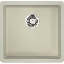 Мойка кухонная Omoikiri Kata 44-U-PA, 44х42 см, врезная, из искусственного гранита (Artgranit), прямоугольная, цвет пастила, без отверстия под смеситель, без крыла, слив-перелив, врезная под столещницу, для кухни