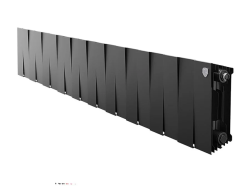 Радиатор отопления Royal Thermo PianoForte 200 Noir Sable (20 секций) биметаллический, боковое подключение, для квартиры, дома, водяные, мощность 2140 Вт, настенный/напольный, черный графитовый