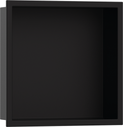 Полка Hansgrohe XtraStoris Original 300/300/100, с рамой, размер 30х30х10 см, встраиваемая в нишу, форма прямоугольная, цвет матовый черный, нержавеющая сталь, встроенная/настенная, шкаф/короб, в стену