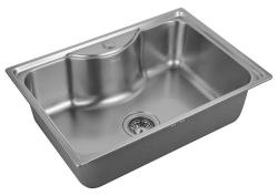 Мойка кухонная ZorG Штамп Satin, 65х45х20 см, нержавеющая сталь, прямоугольная, цвет: сатин, с отверстием под смеситель, без крыла, слив-перелив, врезная