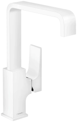 Смеситель для раковины Hansgrohe Metropol 230 однорычажный, поворотный Г- образный излив, длина 16,5 см, керамический, латунь, цвет матовый белый, со сливным клапаном Push-Open Смеситель для раковины Hansgrohe Metropol 230 однорычажный, поворотный Г- образный излив, длина 16,5 см, керамический, латунь, цвет матовый белый, со сливным клапаном Push-Open