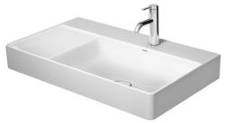 Раковина DURAVIT DuraSquare WonderGliss 80х47х14,5 см, накладная, прямоугольная, керамика DuraCeram, шлифованная, с крылом, чаша справа, цвет белый, 2 отверстия под смеситель, антигрязевое покрытие, без перелива, правая