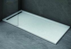 Душевой поддон Cezares Tray, 90х80х3 см, прямоугольный/угловой, искусственный мрамор, низкий, белый, с бортиком, с антискользящим покрытием, литой, литьевой, для душа