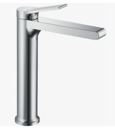 Смеситель для умывальника SHEVANIK однорычажный, округлый, хромированный, неповоротный, высокий, длина излива 148 мм, латунь, цвет хром