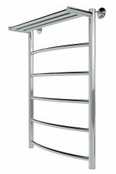 Полотенцесушитель 800х500 мм Indigo Arc LASHW80-50P 1/2"дюйма, водяной, с полкой, нижнее подключение, из нержавеющей стали, форма лесенка, настенный, цвет хром, для ванны, вертикальный