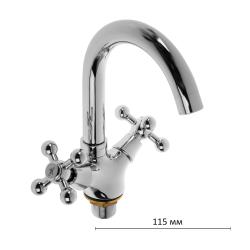 Смеситель для раковины/умывальника Accoona, двухвентильный, поворотный, керамический, длина излива 115 мм, латунь, цвет хром