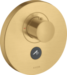 Смеситель для душа Axor ShowerSelect HighFlow, термостатический, скрытого монтажа, 1 потребитель, настенный, без излива/шланга/лейки, круглый, латунный, цвет шлифованное золото, с клапаном для ручного душа, с термостатом