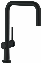 Смеситель для кухни/мойки Hansgrohe Talis M54, U 220 Eco 1jet, однорычажный, керамический, с поворотным Г-образным изливом, длина 21,6 см, латунь, цвет матовый черный
