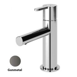 Смеситель для раковины Cezares Leaf, однорычажный, низкий, длина излива 102 мм, неповоротный, керамический, латунь, цвет Gunmetal PVD, с донным клапаном