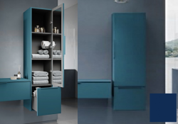 Пенал Cezares Premium с зеркалом внутри, 35х38х150 см, подвесной, (правый/левый/универсальный), 1 распашная дверь,1 выдвижной ящик/реверсивная, цвет синий, в ванную комнату