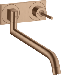 Смеситель для кухни/мойки Axor Uno², однорычажный, настенный, скрытого монтажа, керамический, с поворотным изливом, длина 33-50 см, латунь, цвет шлифованное красное золото, кухонный