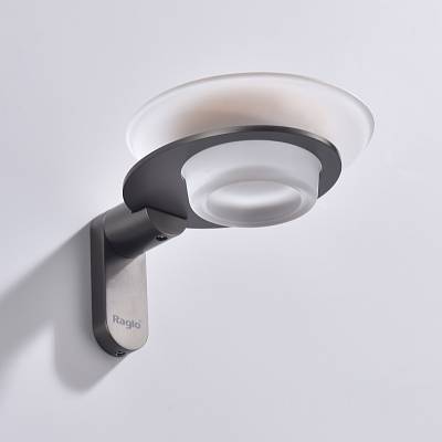 Мыльница Raglo R300.02.09 с держателем, настенная, стекло/нержавеющая сталь, круглая, для мыла, в ванную комнату, цвет графит