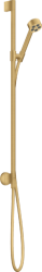 Душевой гарнитур Axor One EcoSmart 75 1jet, высота 96,5 см, комплект: ручной душ/душевая штанга/душевой шланг/ползунок/настенный разъем, цвет: шлифованное золото, внешнего монтажа, настенный, для душа/ванной