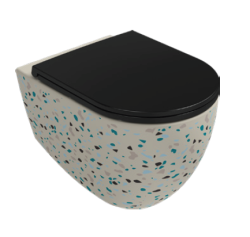 Унитаз подвесной ISVEA Infinity Terrazzo, 365х530х400 мм, цвет: слоновая кость матовая, горизонтальный (в стену) выпуск, без сиденья, безободковый, антивсплеск, под скрытый бачок