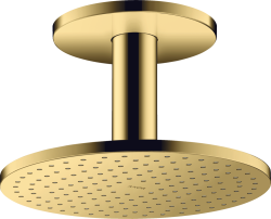 Верхний душ AXOR ShowerSolutions 250 2jet, с потолочным подсоединением, потолочный монтаж, круглый, с 2 режимами, размер 25 см, металлический, цвет: полированное золото, для душа/ванной