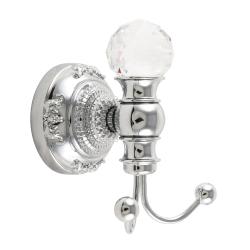 Крючок Migliore Cristalia, с кристаллом Swarovski, двойной, настенный, латунь, форма округлая, для полотенца в ванную/туалет/душевую кабину, цвет хром
