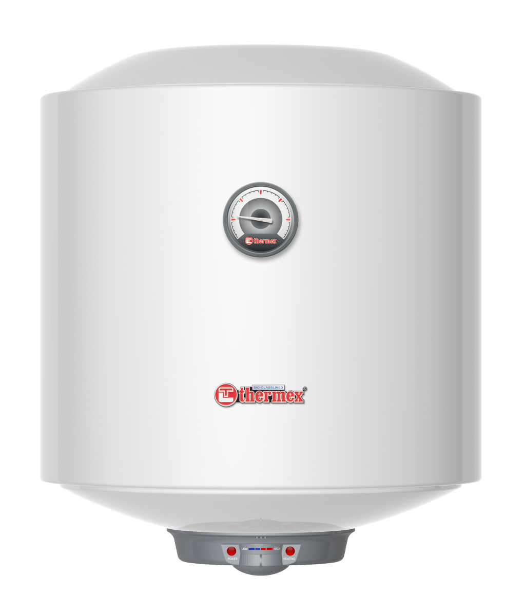 Водонагреватель 50 л Thermex Nova 50 V электрический, настенный, вертикальный, накопительный тип, 2 квт, 527х459х445 мм, 230 в, (цвет белый, круглый), с нижней подводкой Кол. вн. баков 1,  Материал внутр. бак. биостеклофарфор, Сухой ТЭН