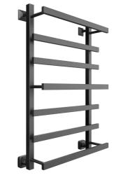 Полотенцесушитель Двин Q plaza 80/50, водяной (К3 квадрат черный матовый), универсальное подключение, нержавеющая сталь, настенный, форма лесенка, цвет черный матовый, к отоплению и ГВС, для отопления, обогрева в ванной