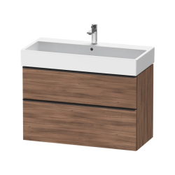 Тумба под раковину Duravit D-Neo, 98,4х44,2х62,5 см, подвесная, 2 выдвижных ящика, ДСП, цвет: орех матовый, шкафчик навесной, прямоугольная, правая/левая, в ванную комнату