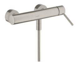 Смеситель для душа Axor Starck, однорычажный, с круглой рычаговой рукояткой, керамический, настенный, внешнего/наружнего монтажа, без излива, без шланга/лейки, латунь, цвет под сталь, на 2 отверстия