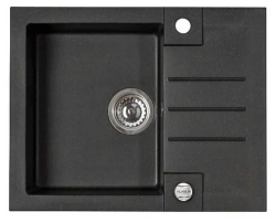 Мойка кухонная ALVEUS ROCK 30 GRANITAL CARBON-G91 59,5х47,5х16 см, врезная/встраиваемая сверху, с крылом, искусственный гранит, прямоугольная, цвет карбон, с отверстием под смеситель