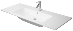 Раковина DURAVIT ME by Starck, 123х49х18 см, подвесная, прямоугольная, со столешницей, санфарфор, цвет белый шелковисто-матовый, с 1 отверстием под смеситель, слив/перелив