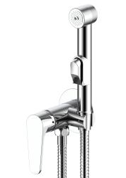 Смеситель с гигиеническим душем Esko Kazan встраиваемый, однорычажный, керамический, без излива, с гибким шлангом/лейкой, латунь, цвет хром KZSMH