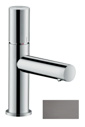 Смеситель для раковины/умывальника Axor Uno 80, однорычажный, с рукояткой zero, фиксированный излив, длина излива 10,8 см, керамический, латунь, цвет шлифованный черный хром, с незапираемым сливным набором