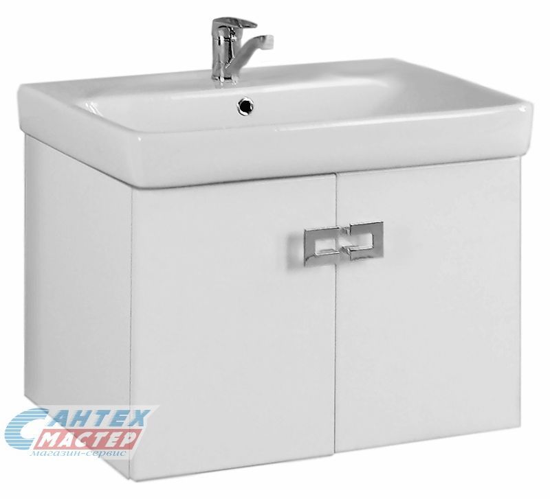 Тумба Акватон Оптима 70 белый глянец с раковиной Тигода 70 для ванны 1A1241K1OP010