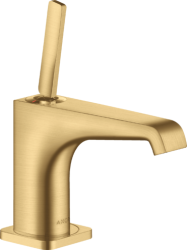 Смеситель для раковины/умывальника Axor Citterio E 90, однорычажный, фиксированный излив, длина излива 13,5 см, керамический, латунь, цвет шлифованное золото, с незапираемым сливным набором