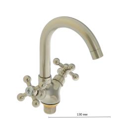 Смеситель для раковины/умывальника Accoona, двухвентильный, поворотный, керамический, длина излива 115 мм, латунь, цвет сатин