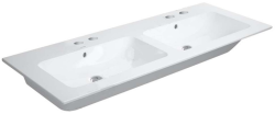 Раковина DURAVIT ME by Starck, 130х49х18 см, подвесная, двойная (две чаши) прямоугольная, санфарфор, цвет белый, 4 отверстия под 2 смесителя, слив/перел