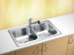 Мойка кухонная ALVEUS ELEGANT 40 LEI-90 81х51х19 см, слив 90, врезная/встраиваемая сверху, две чаши, нержавеющая сталь, прямоугольная, цвет нержавеющая сталь (LEI), без отверстия под смеситель