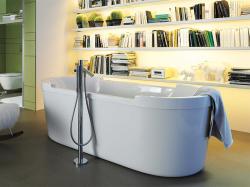 Ванна Duravit Starck 190х90 см гидромассажная, отдельностоящая, акриловая, цвет: белый, с ножками/сливом-переливом, с фронтальной панелью, овальная, с системой гидромассажа Jet-System, с двумя наклонами для спины